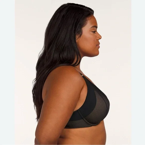 ThirdLove Shadow Stripe Plunge Bra Size 40F Black Lace - Picture 2 of 10